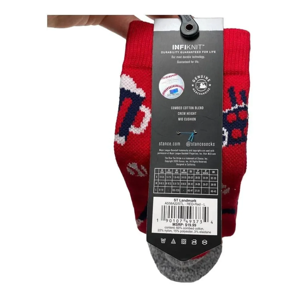 NWT Stance St. Cardinals Landmark Red/White/ Grey Mid Crew Socks-Large